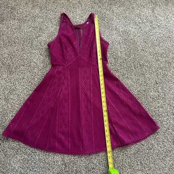 Free People magenta pink embroidered lace sleeveless a-line mini dress size 2 - Picture 10 of 12